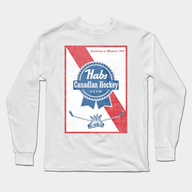 Habs Blue Ribbon Long Sleeve T-Shirt by DesignsByDrew